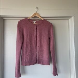 100% Cashmere Garnet Hill Dusty Rose Cardigan Sweater
